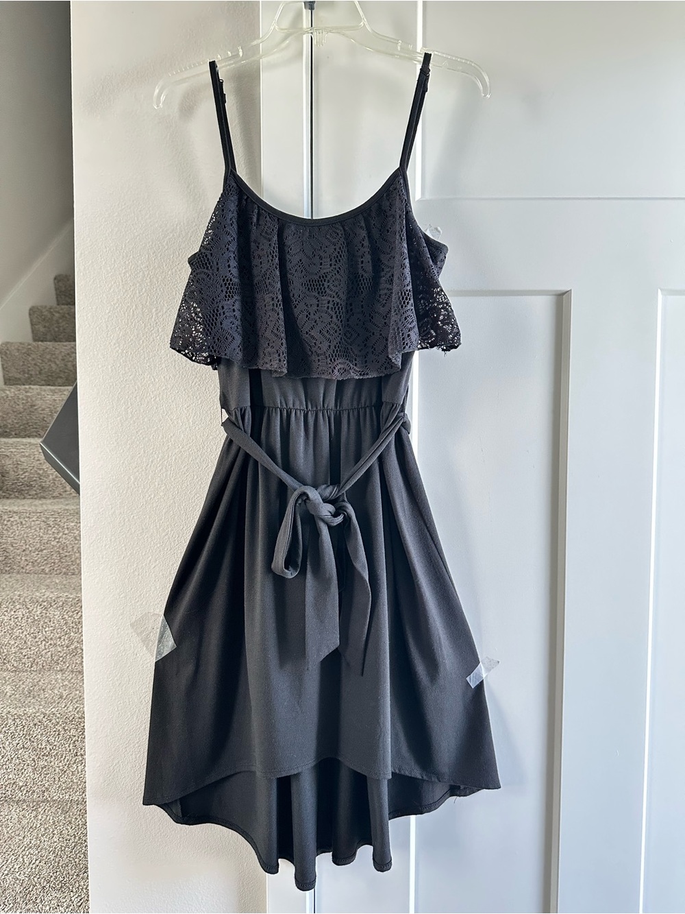 Elegant Black Lace Overlay Dress BONGO size L junior 100% polyester
